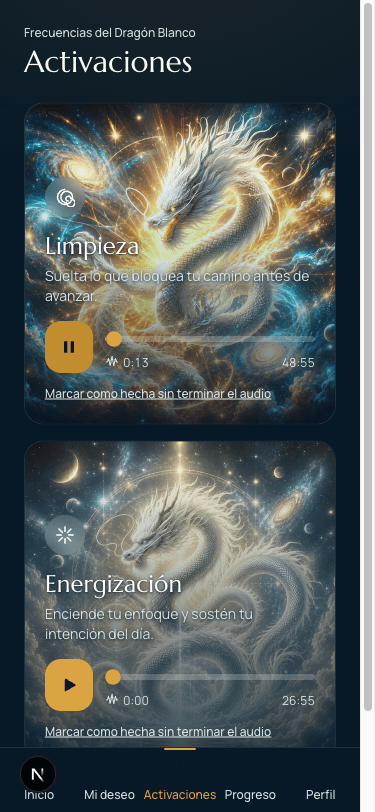 Pantalla de Activaciones