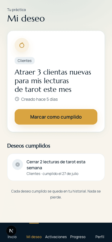 Pantalla de Mi deseo